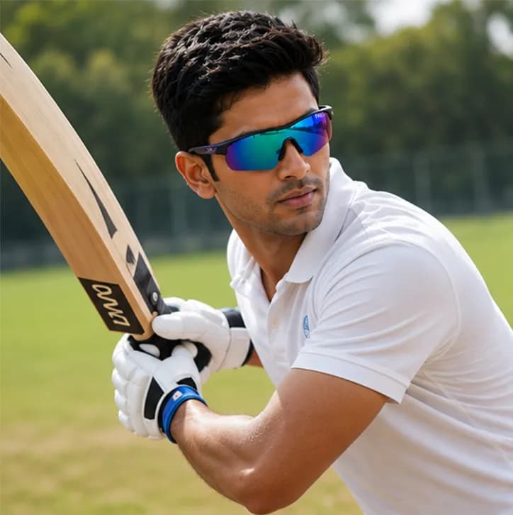 Yellow mirror finish sports sunglasses
